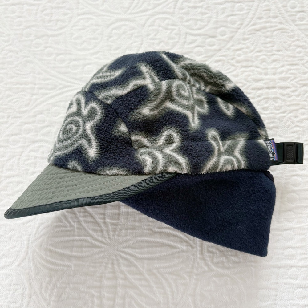 Vintage Patagonia Synchilla Fleece Duckbill Cap, Zen Turtle Sz L Made in USA